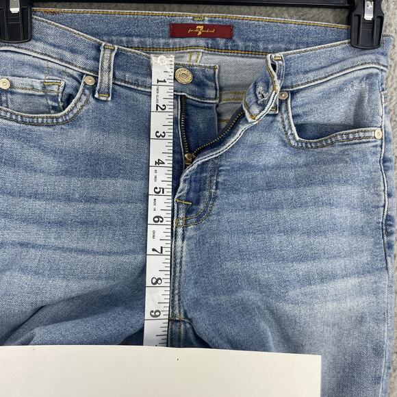 7 For All Mankind Jeans Womens 27 Ankle Distressed Frayed Hem Pants Ripped - Picture 4 of 14